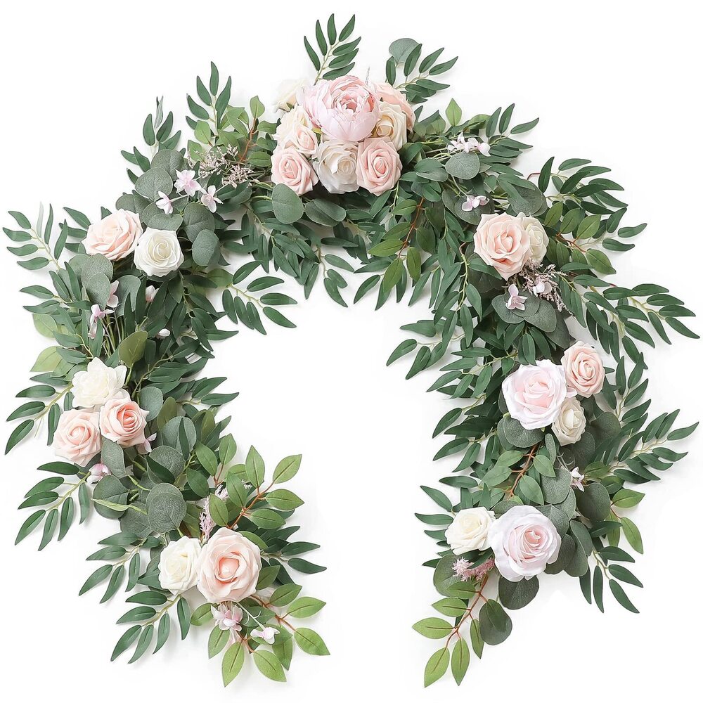 4785 6ft Artificial Eucalyptus Garland with Flowers Greenery Faux Floral